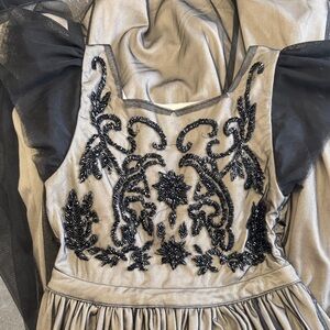 Elegant Kids Formal Dress with Black Embroidery